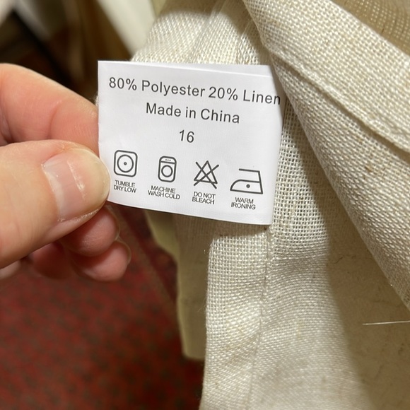 Linen mix waterproof SHOWER CURTAIN in natural linen color. 72” x 84”. New. - Picture 7 of 7